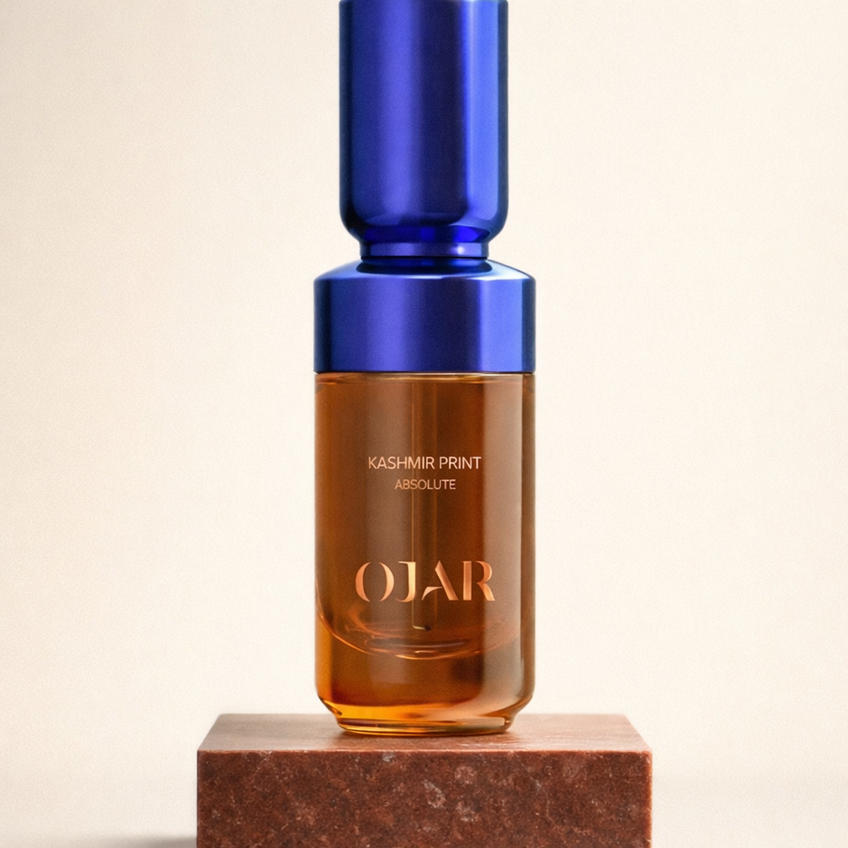 Ojar Kashmir Print EDP upright pedestal gallery showcase