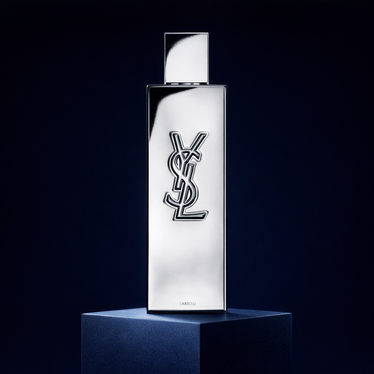 Yves Saint Laurent Myslf L'Absolu Parfum upright pedestal gallery showcase