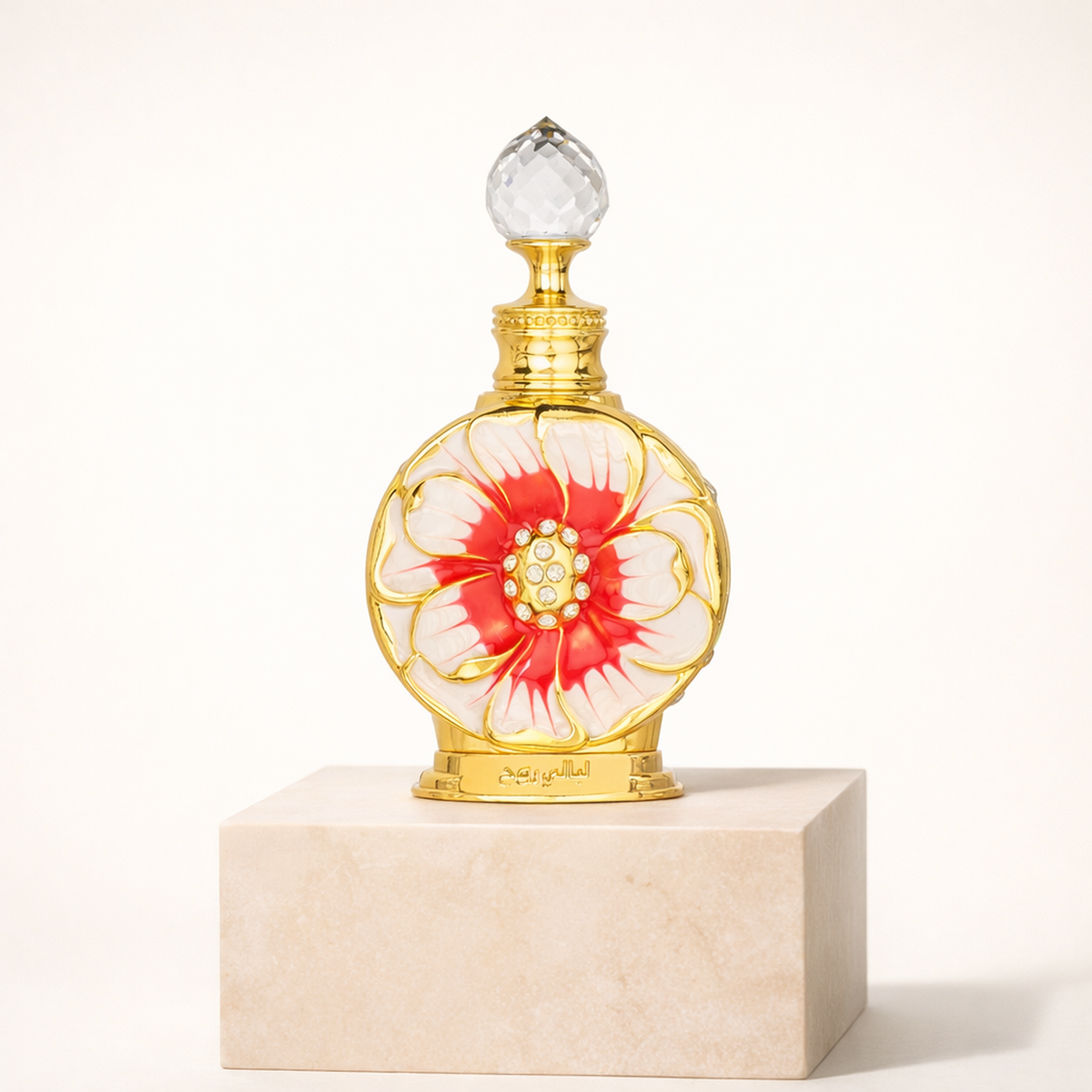Swiss Arabian Layali Rouge CPO upright pedestal gallery showcase