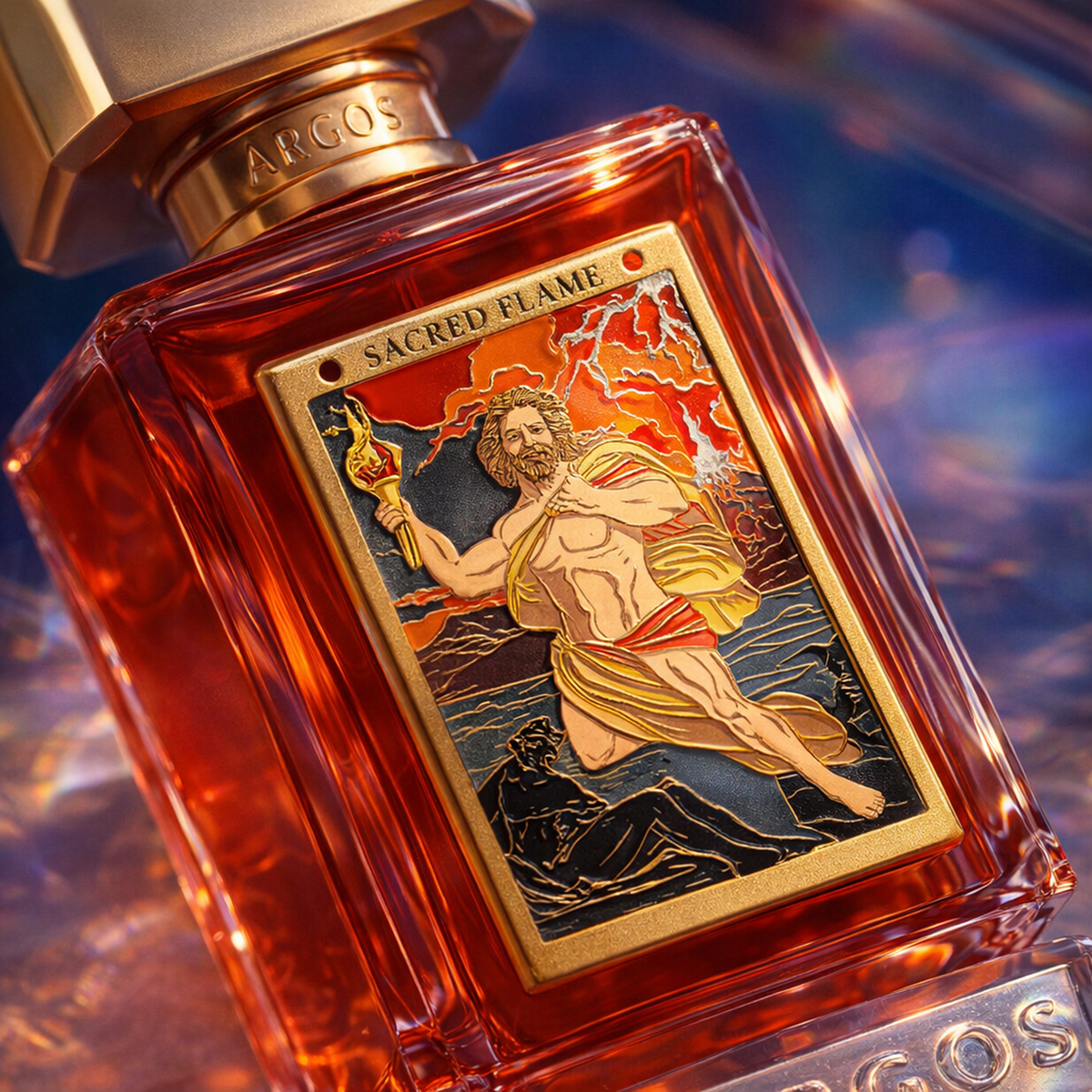 Argos Sacred Flame EDP macro label detail gallery showcase
