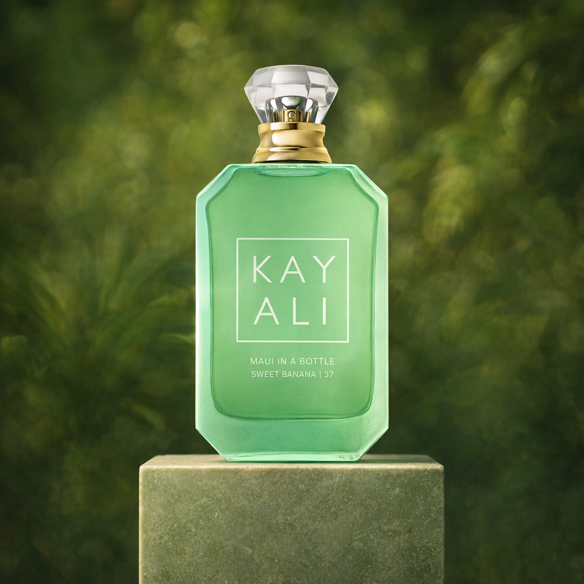 Kayali Maui In a Bottle Sweet Banana 37 EDP upright pedestal gallery showcase
