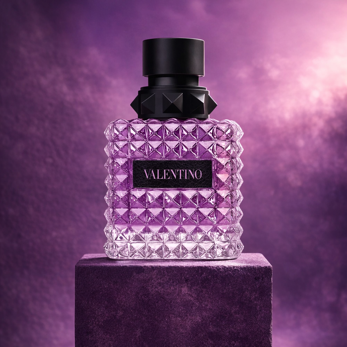 Valentino Born In Roma Purple Melancholia EDP For Women upright pedestal gallery showcase