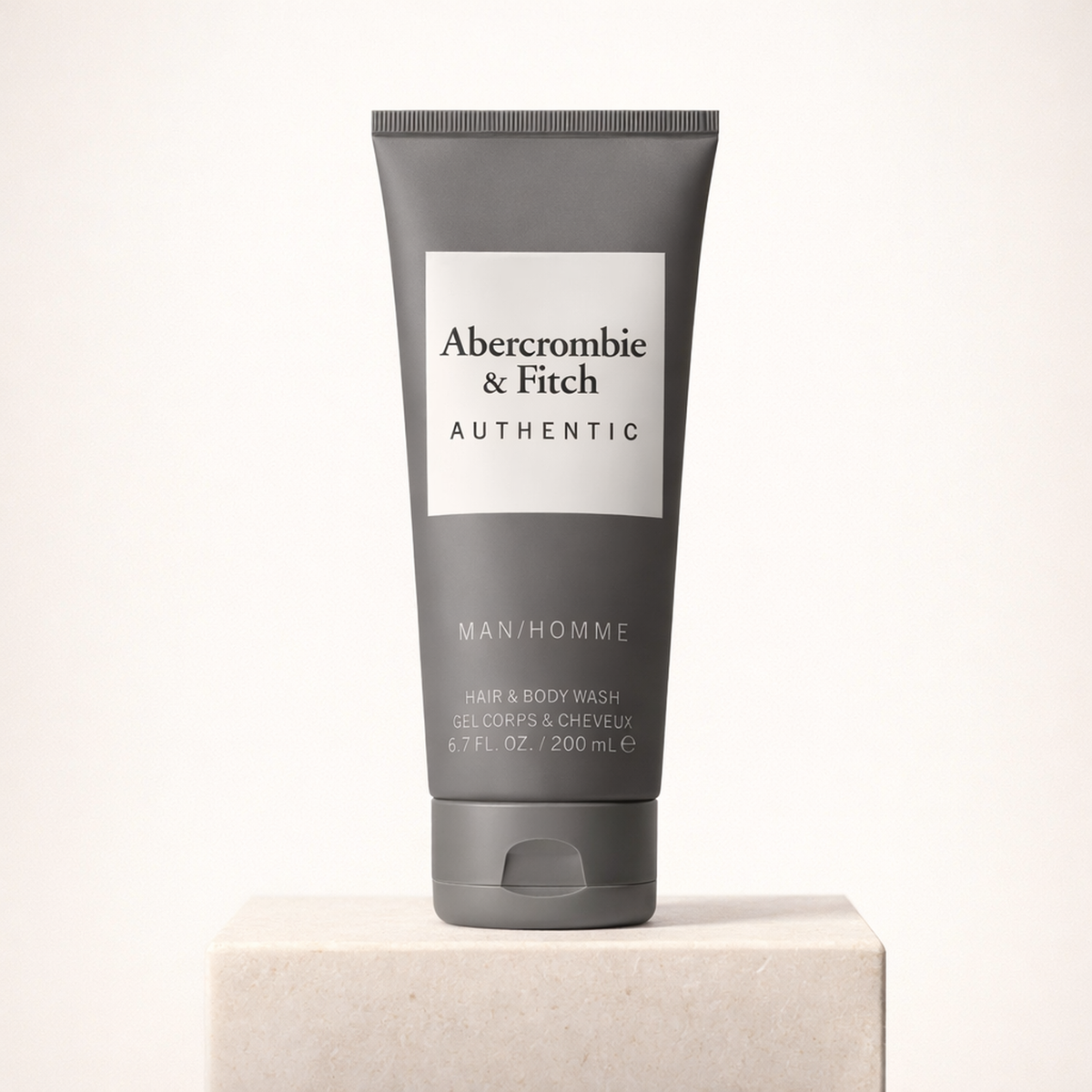 Abercrombie & Fitch Authentic Man Hair & Body Wash upright pedestal gallery showcase
