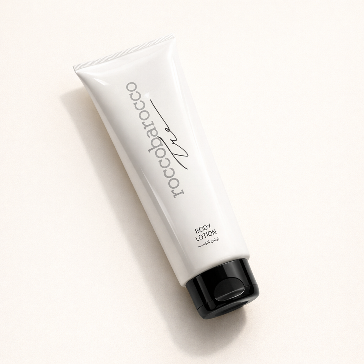 Roccobarocco Tre Body Lotion angled still-life gallery showcase