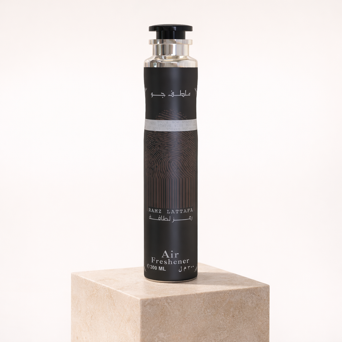 Lattafa Ramz Silver Air Freshener upright pedestal gallery showcase